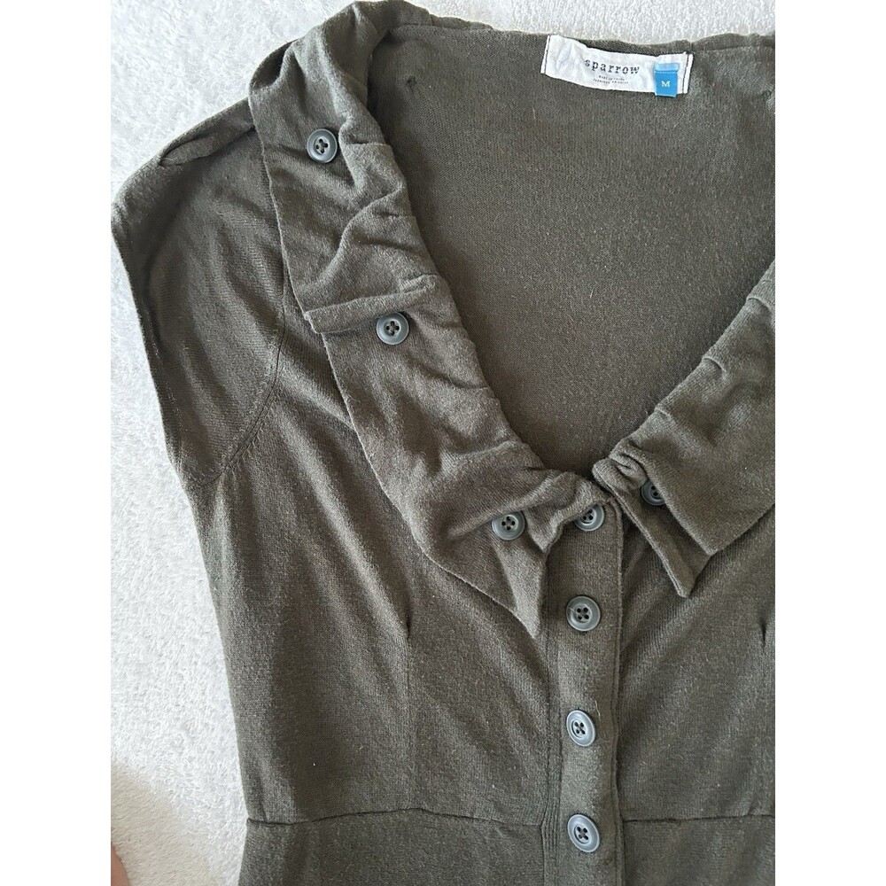 Anthropologie Sparrow Green Cotton/Cashmere Belted Midi Knit Dress Size Medium - Picture 7 of 12